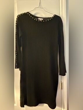 Calvin Klein Black Long Sleeve Studded Shift Dress